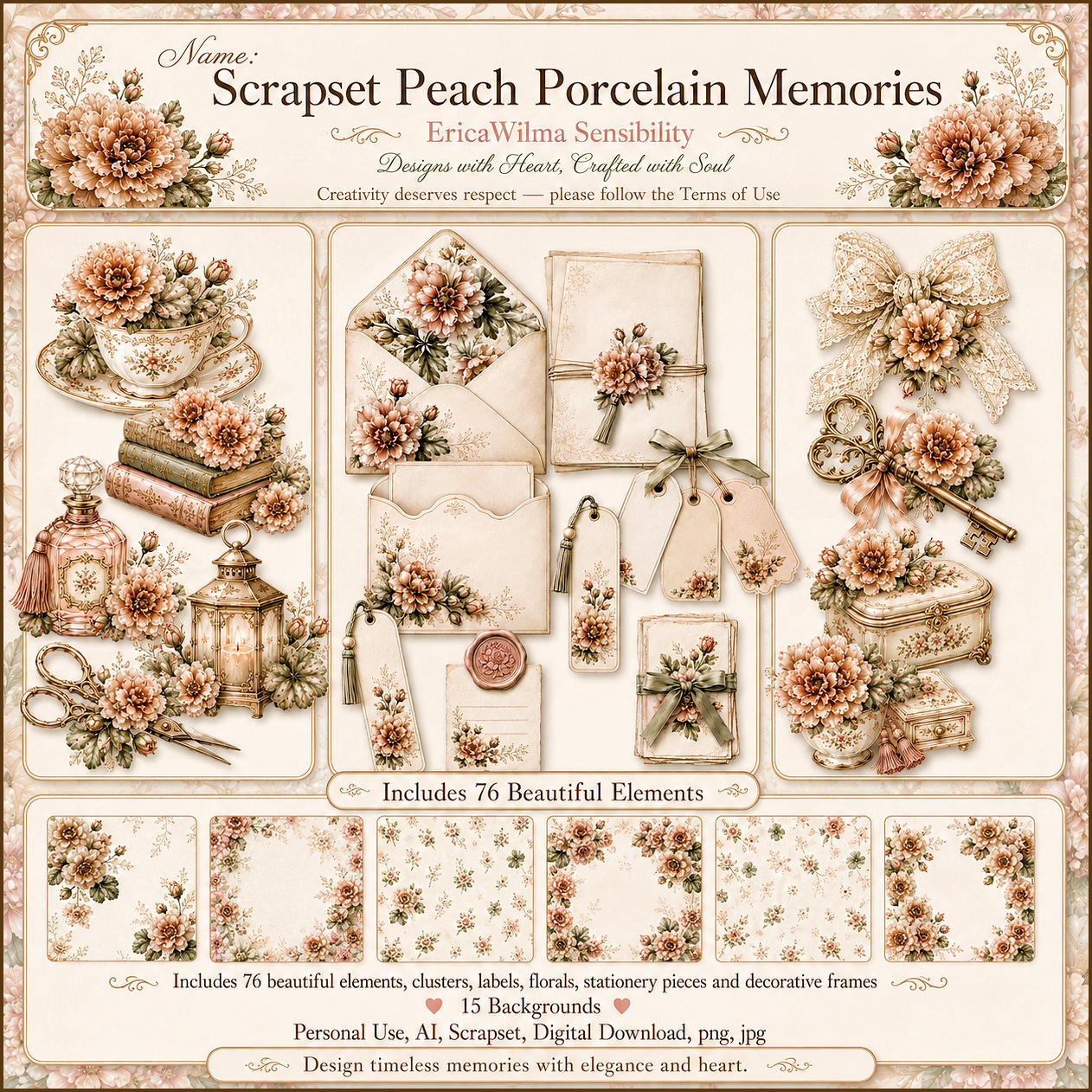 (image for) EW AI Scrapset - Peach Porcelain Memories 2026
